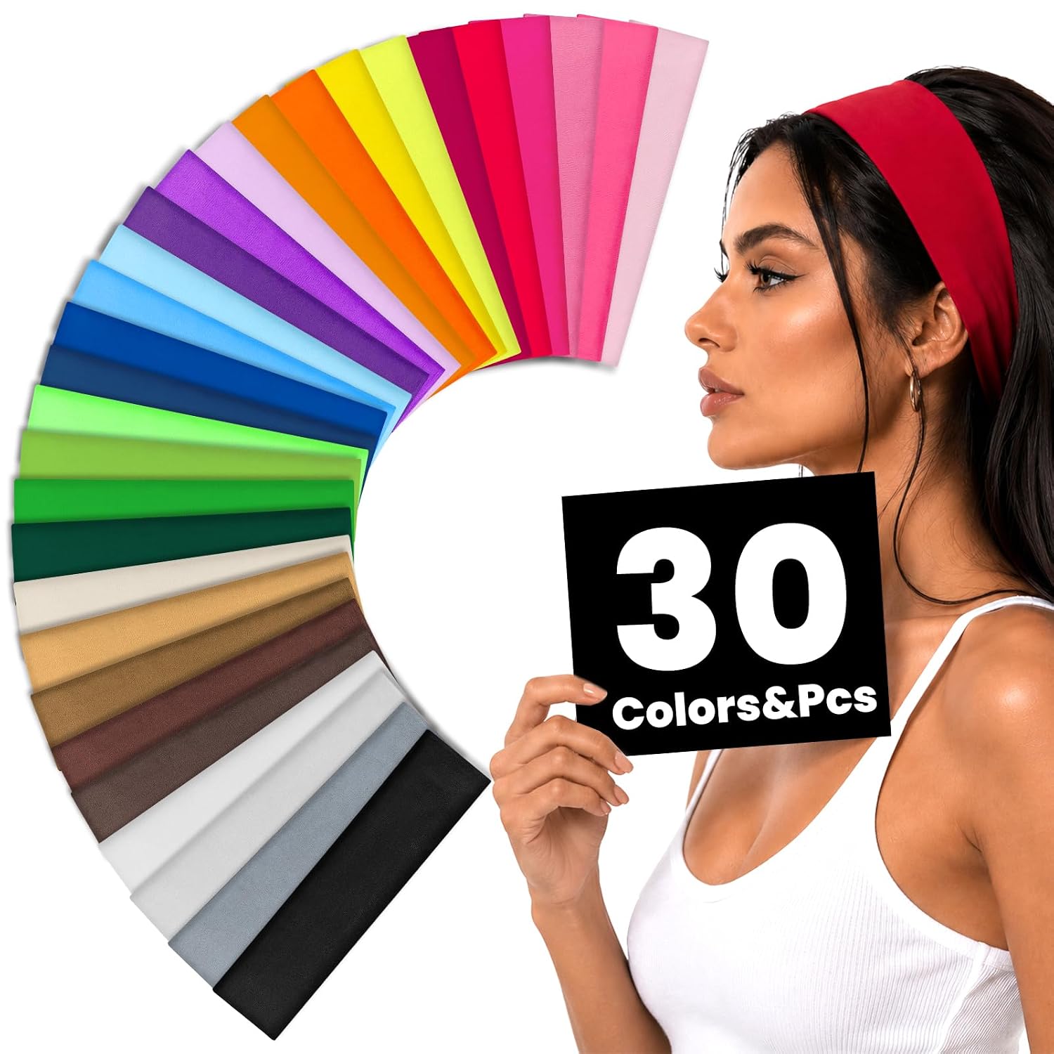Stretch Strap Yoga - 30PCS Solid Color Headbands for Women
